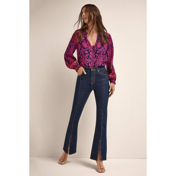Johnny Was Tops - NWT Johnny Was Jade Steffie Silk-Blend Floral Ruffles Blouse Women's Size XS